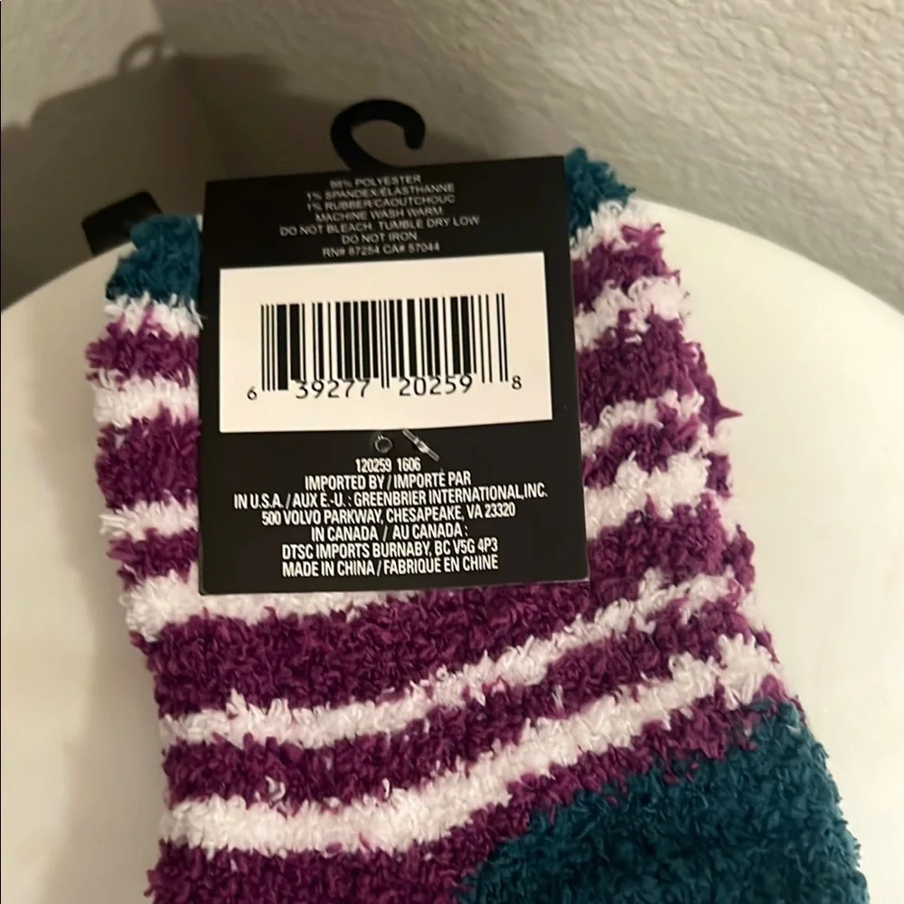 Snuglo Purple and Green Striped Crew Socks
